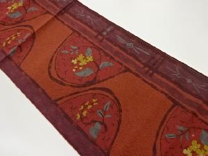 本場筑前博多丸に草花・抽象模様織出し名古屋帯